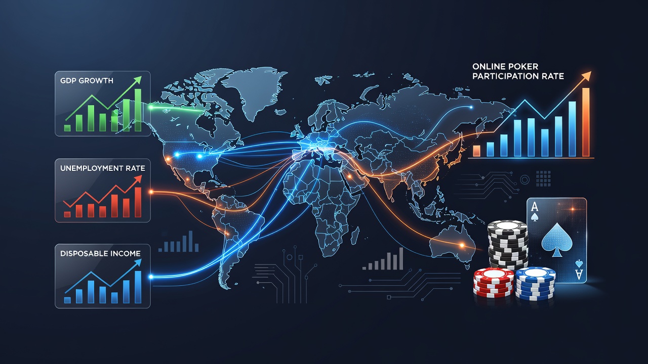 Regional economic data charts overlaid with online poker tournament participation graphs