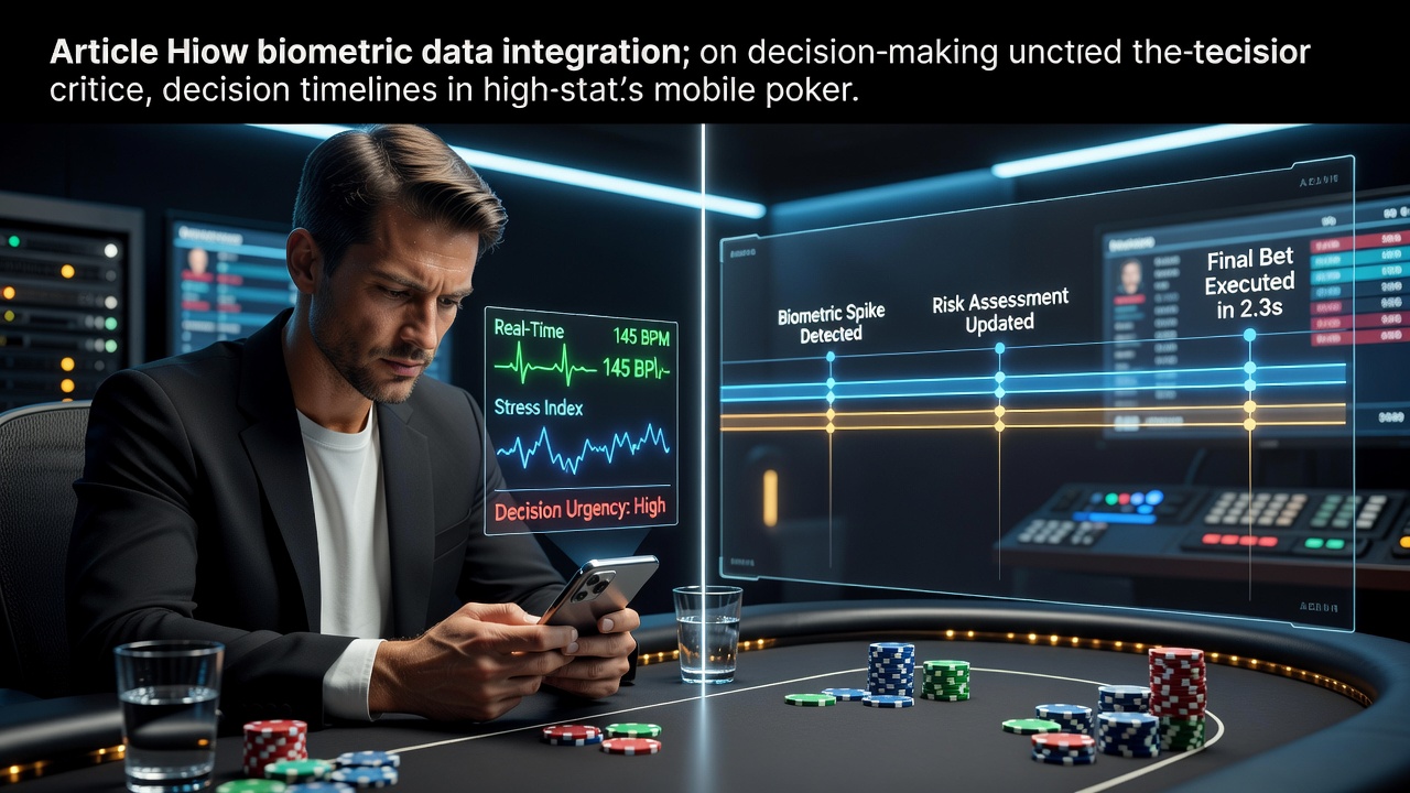 Mobile poker interface displaying real-time biometric feedback during a high-stakes session
