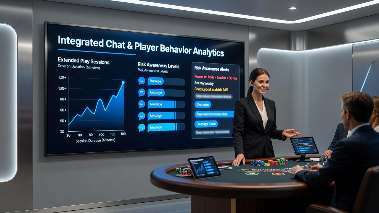 Live dealer table with integrated chat overlay showing player interactions during a blackjack session