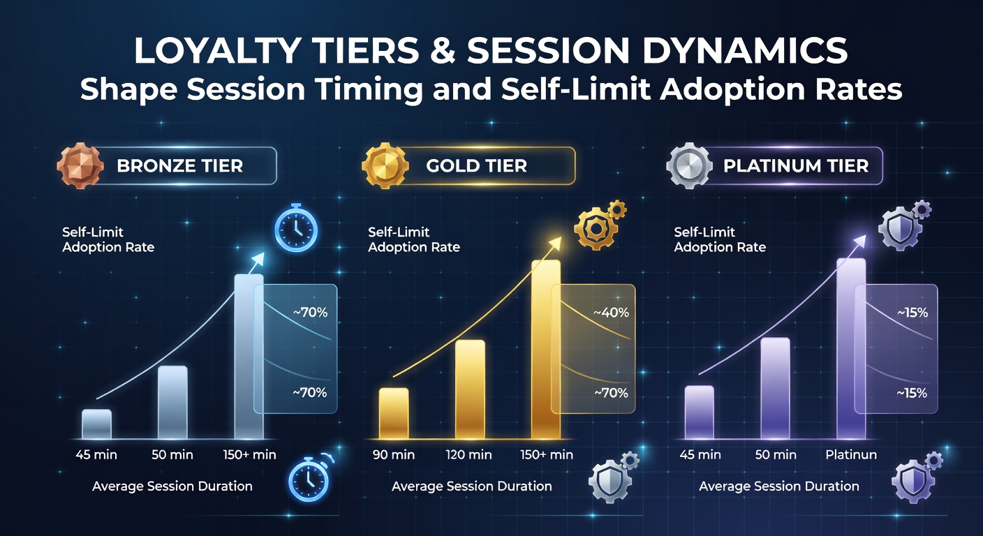 Virtual casino interface displaying loyalty tier progression and session timers