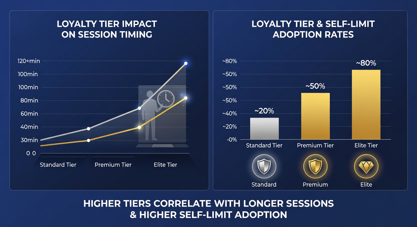 Dashboard view of casino loyalty rewards alongside self-limit setting options