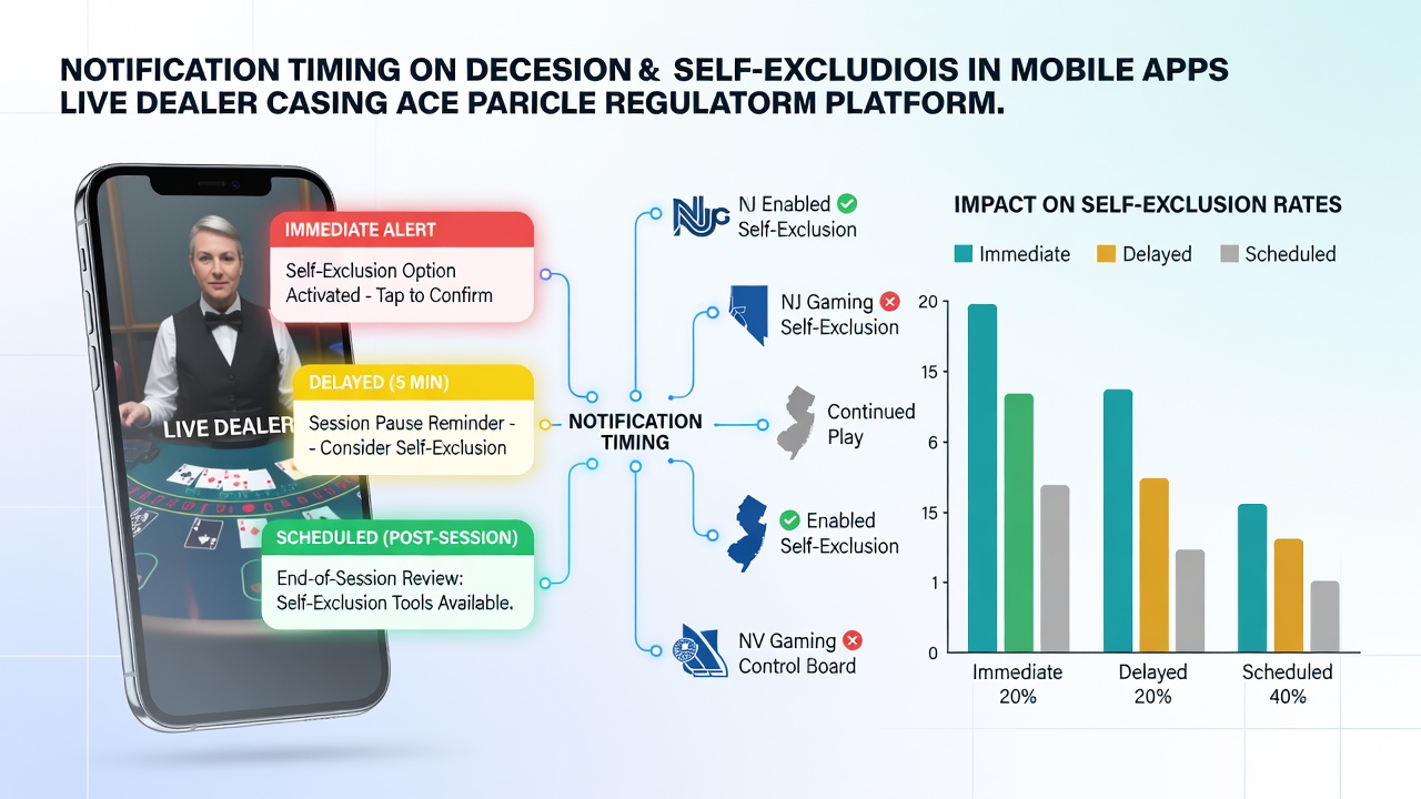 Mobile app notification settings for self-exclusion in live dealer games