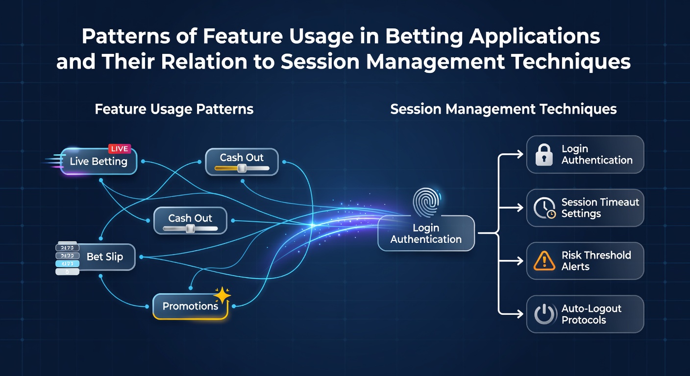 Visualization of betting app interface showing feature usage metrics and session timelines