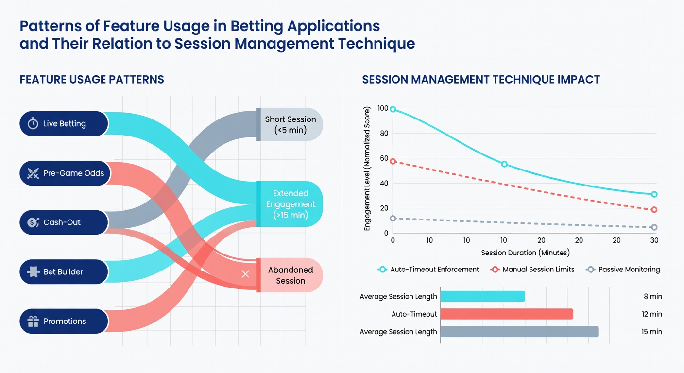 Chart displaying correlation between feature engagement and session control tool activation across betting platforms
