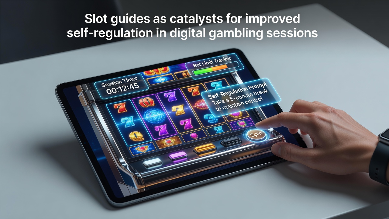 Digital slot interface displaying guide overlays on game selection screen with bankroll indicators